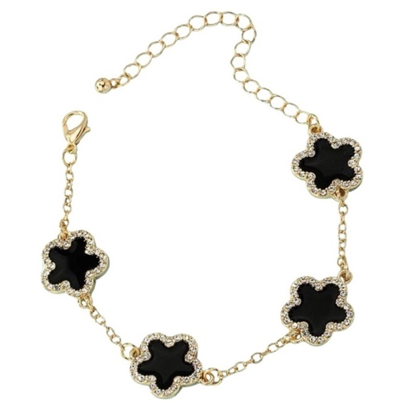 Jewelry - Rhinestone Flower Decor Bracelet